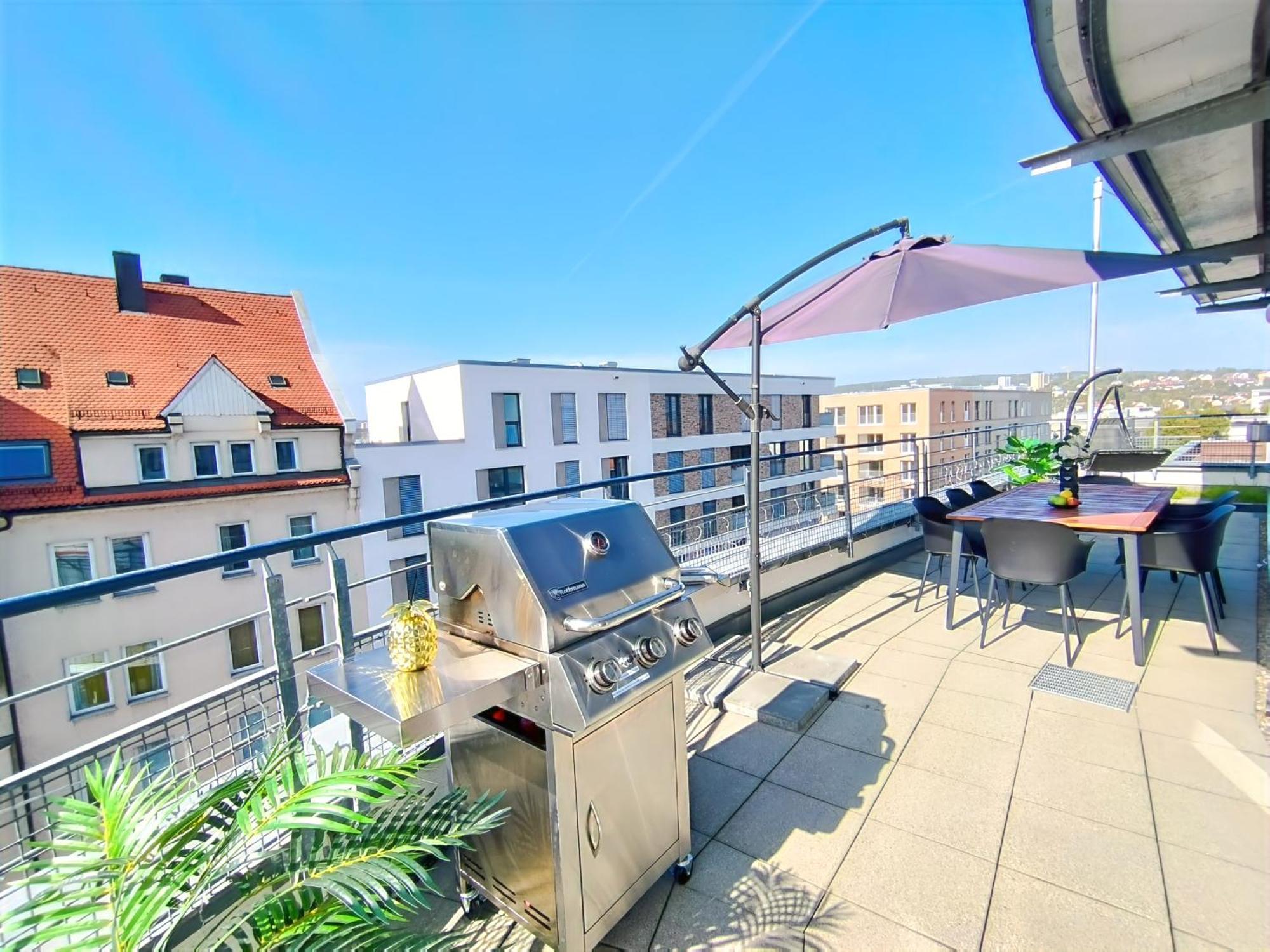 Ulmer Penthouse Fuer 7, Arbeitsplatz, Xxl-Dachterrasse, Grill, Wii Экстерьер фото